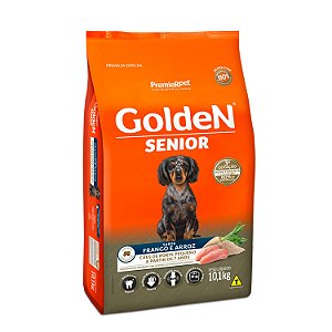 Ração Golden Fórmula Mini Bits para Cães Senior de Porte Pequeno Sabor Frango e Arroz 10Kg