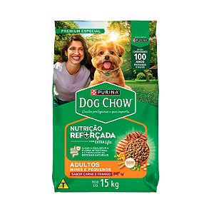 Ração Dog Chow para Cães Adultos de Raças Pequenas Sabor Carne, Frango e Arroz 15kg