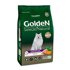Ração Golden Seleção Natural para Cães Adultos de Porte Pequeno Sabor Frango com Abóbora e Alecrim 10Kg