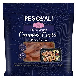 Camarão Cinza Inteiro Cozido Congelado 16/30 200g - Caixa 5 Kg