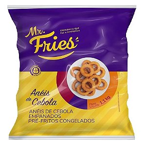 Anéis de Cebola Empanado Congelado Mr Fries 1,1kg / Forn. Classe D - Caixa 11 Kg