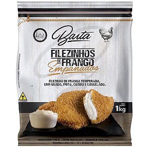 Filezinho de Frango Empanado Congelado Iqf Baita 1kg / Forn. Classe D - Caixa 10 unidades