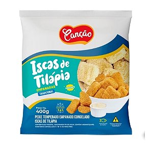 Iscas de Tilápia Empanada Congelada Canção 400g / Forn. Classe D - Caixa 8 unidades