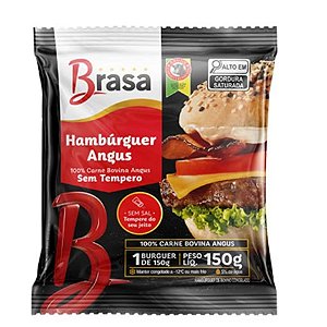 Hamburguer Angus Sem Tempero Congelado Brasa 150g / Forn. Classe D - Caixa 3,6 Kg