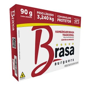 Hamburguer Bovino Tradicional Congelado Brasa 36x90g - Caixa 16,2 Kg