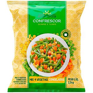 Mix de 4 Vegetais Congelado IQF Confrescor 2,5Kg / Forn. Classe D - Caixa 10 Kg