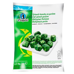 Espinafre Folha Congelado Pinguin 2,5kg / Forn. Classe D - Caixa 12,5 Kg