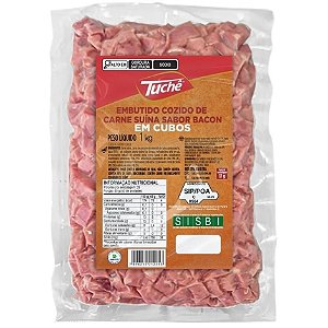 Bacon Cozido em Cubos Resfriado Tuche 1Kg Linha D - Caixa 10 kg