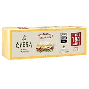 Preparado Sabor Mussarela Fatiado Resfriado Ópera 2,27 Kg / Forn. Classe D - Caixa 11,35 Kg