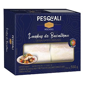 Lombo Bacalhau Dessalgado Pesquali 550g / Forn. Classe D - Caixa 12 unidades