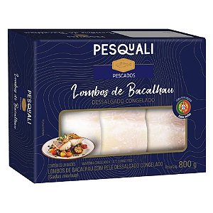 Lombo Bacalhau DesSalgado Pesquali 800g / Forn. Classe D - Caixa 12 unidades