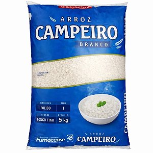 Arroz Branco Campeiro 5kg / Forn. Classe D - Caixa 5 unidades