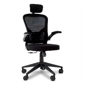 Cadeira Presidente Escritório Giratória Apoio De Cabeça Fox Office Preta 46a