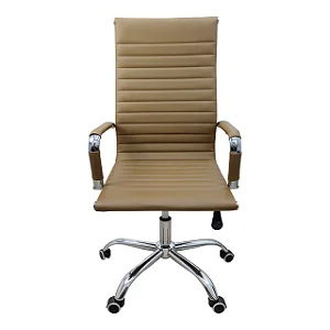 Cadeira Presidente Escritório Esteirinha Boston Eames Alta - Bege