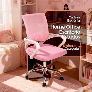 Cadeira De Escritório Begonia Tela Mesh Ergonômica Rosa