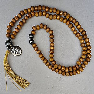 Japamala 108 Contas de Madeira com Hematita - Proteção e Equilíbrio Energético