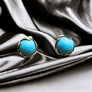 Brinco Pedra Natural Estilo Botão