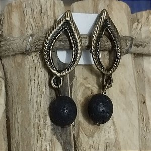 Brinco em Cobre com Pedra Vulcânica - Desbloqueio Energético