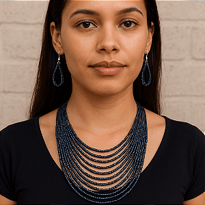 Conjunto com Colar e Brinco em Várias Camadas