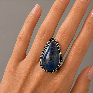 Anel em Prata Indiana com Pedra Sodalita – Intuição, Clareza Mental e Comunicação