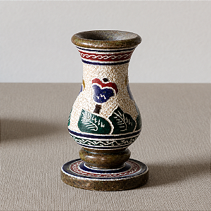 Mini Vaso Decorado em Pedra-Sabão | Decoração Artesanal