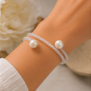 Pulseira Cristal e Pérola | Elegância, Delicadeza e Sofisticação
