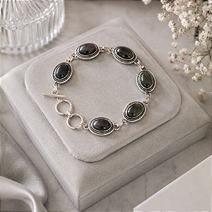 Pulseira em Prata Indiana com Quartzo Fumê | Proteção, Equilíbrio e Sofisticação