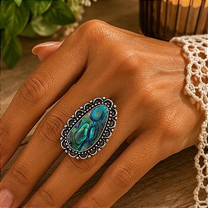 Anel em Prata Indiana com Abalone | Intuição, Beleza e Harmonia