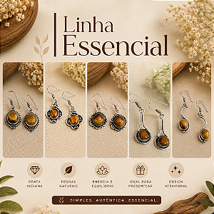 Brincos em Prata Indiana de Olho de Tigre | Linha Essencial