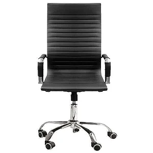Cadeira De Escritório Esteirinha Base Cromada Com Rodinha Fortt Oslo Preta - Cef03-p