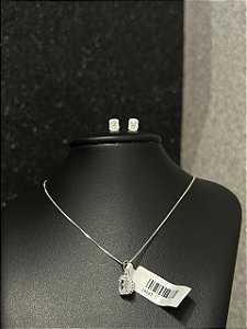 CONJUNTO BRINCO E PINGENTE QUADRADROS