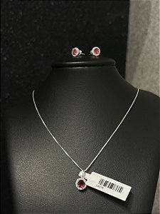CONJUNTO BRINCO E PINGENTE VERMELHO