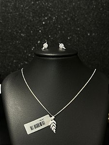 CONJUNTO BRINCO E PINGENTE FOLHA