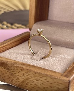 Anel Solitário Love Ouro 18k com Pedra 3 mm