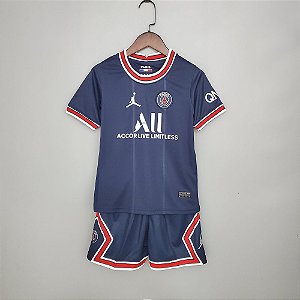 Conjunto Infantil (Camisa + Shorts) Paris Saint Germain "PSG" 2021-2022 (Home-Uniforme 1)
