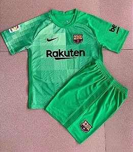 Conjunto Infantil Barcelona 2021-22 GOLEIRO (Away - Uniforme 2)