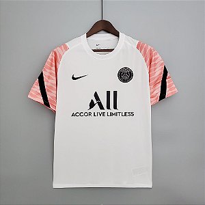 Camisa Paris Saint Germain - PSG 2021-22 (treino - branco e rosa)