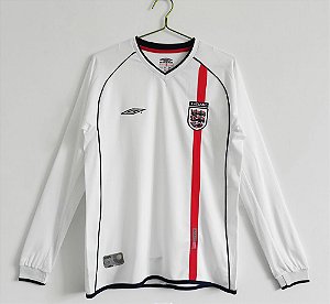 Camisa Inglaterra 2002 (Home-Uniforme 1) - Copa do Mundo - manga longa