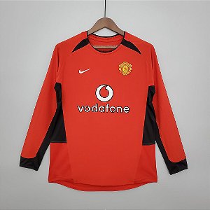 Camisa Manchester United 2002-2004 (Home-Uniforme 1) - Manga Longa