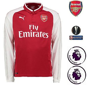 Camisa Arsenal 2017-18 (Home-Uniforme 1) - Manga Longa