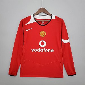 Camisa Manchester United 2004-2005 (Home-Uniforme 1) - Manga Longa