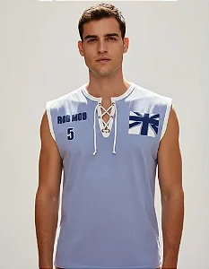 Camiseta Regata Estampada Masculina Algodão Lilás
