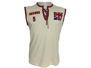 Camiseta Regata Estampada Masculina Algodão Bege