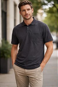 Camisa Polo Piquet Masculina Básica Preta
