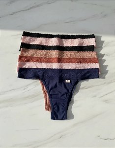 Kit 6 Calcinha De Renda Tanga Lisa Linda Brasil