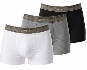 Kit 3 Cuecas Boxer Cotton Lisa Lipys - Ref405