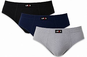 Kit 3 Cuecas Slip Microfibra Adulto Canelada Lipys - Ref318