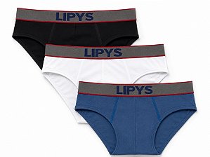 Kit 3 Cuecas Slip Algodao Mescla Lipys - Ref435