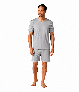 Pijama Masculino Adulto Omoss Manga Curta E Short -Platina
