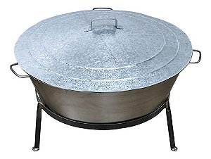 Tacho Redondo Para Banha N°5 + Tampa E Tripé - 90l - Konzen